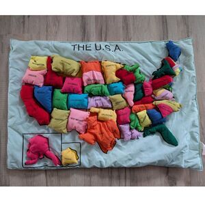 Vintage Plush Map with Plush States Puzzle Velcro (A8)